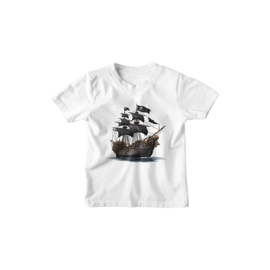 Kinder T-Shirt Schwarzes Piratenschiff