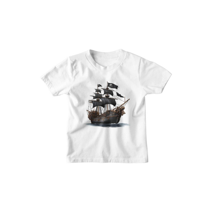 Kinder T-Shirt Schwarzes Piratenschiff