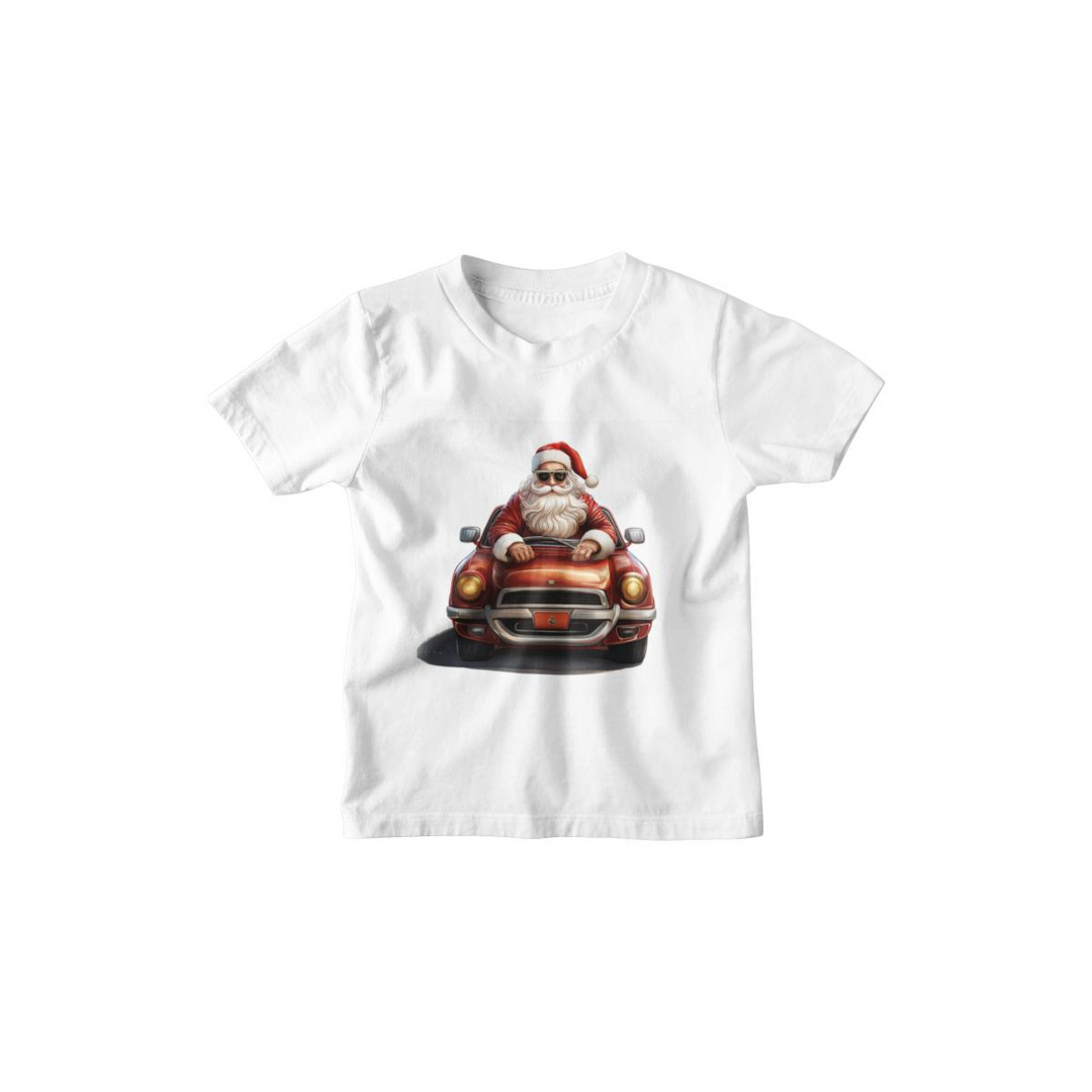 Kinder T-Shirt Weihnachtsmann in Auto