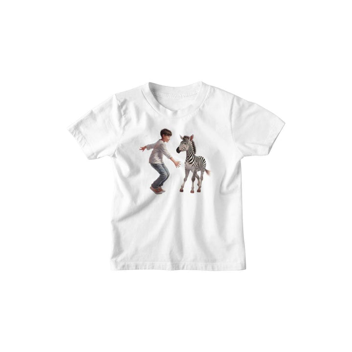 Kinder T-Shirt Zebra läuft mit Junge