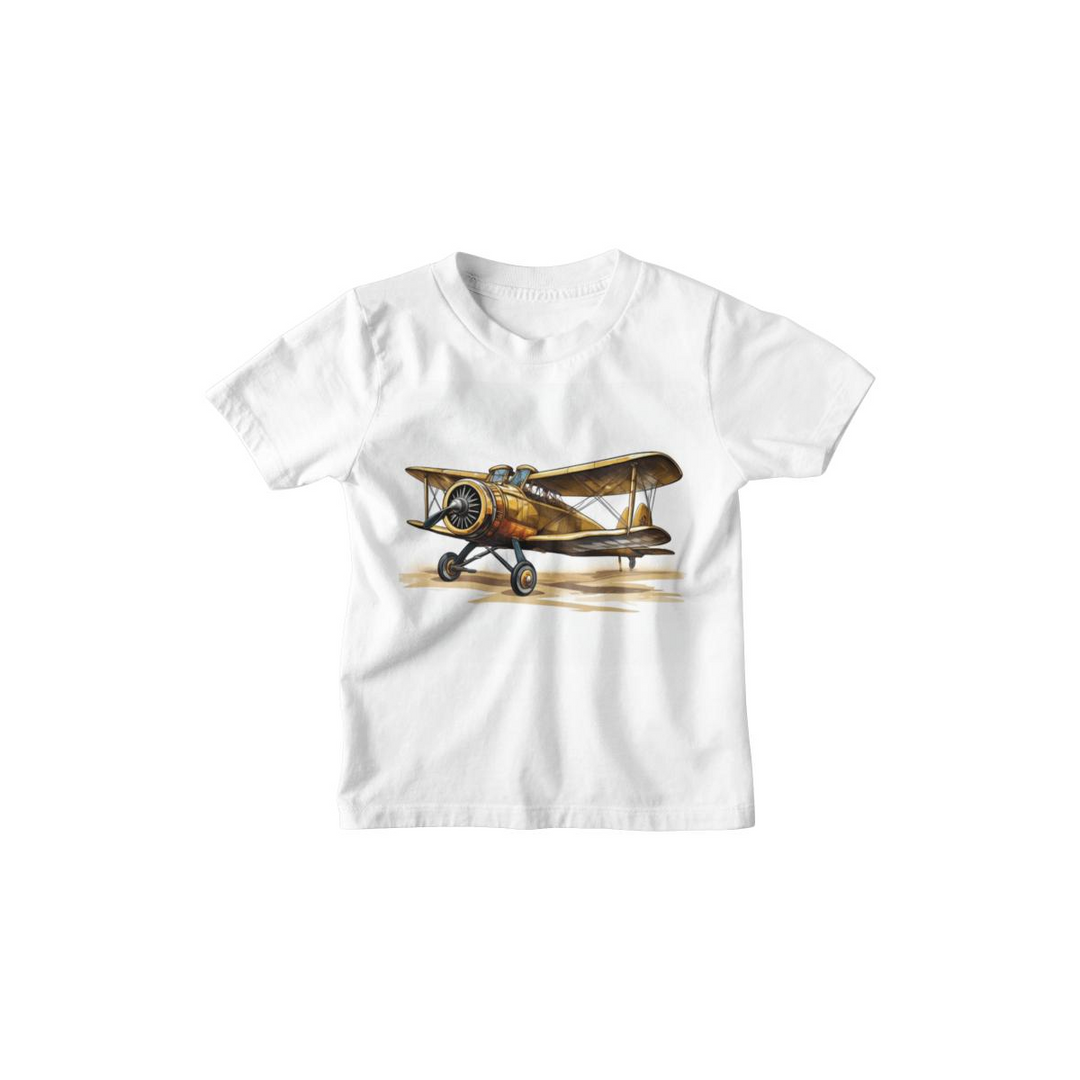 Kinder T-Shirt altes Doppeldecker-Flugzeug