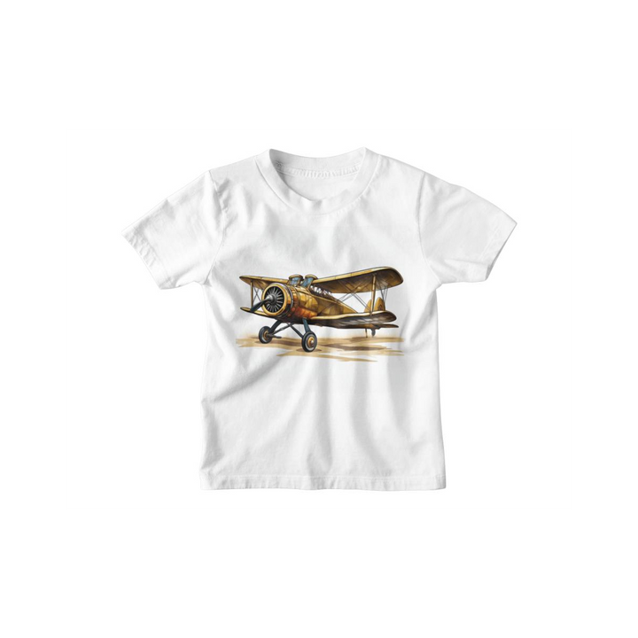 Kinder T-Shirt altes Doppeldecker-Flugzeug