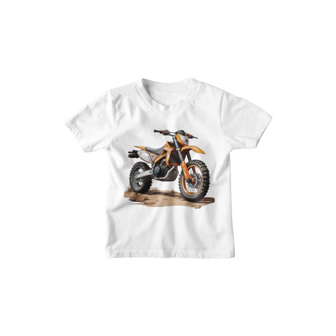 Kinder T-Shirt orangefarbenes Dirtbike