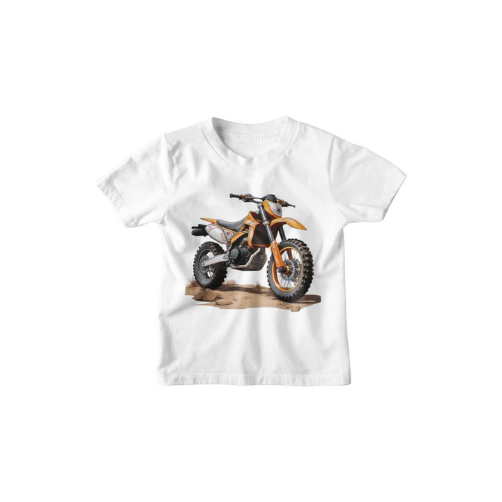 Kinder T-Shirt orangefarbenes Dirtbike