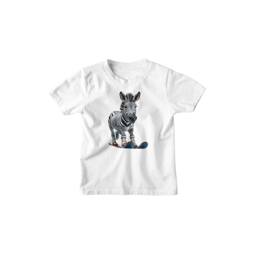 Kinder T-Shirt süsses Zebra beim Skifahren