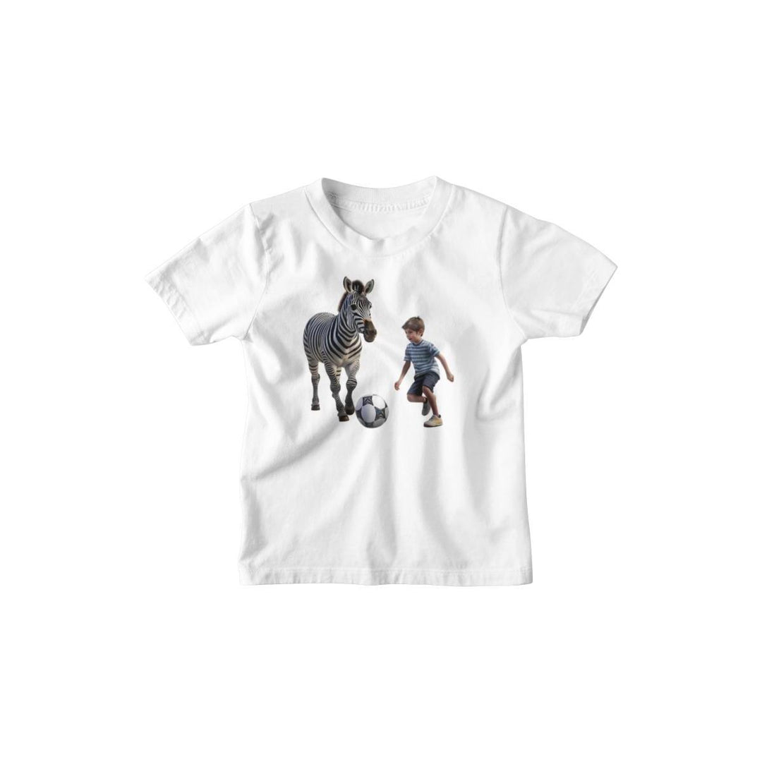 Kinder T-Shirt süsses Zebra spielt Fussball