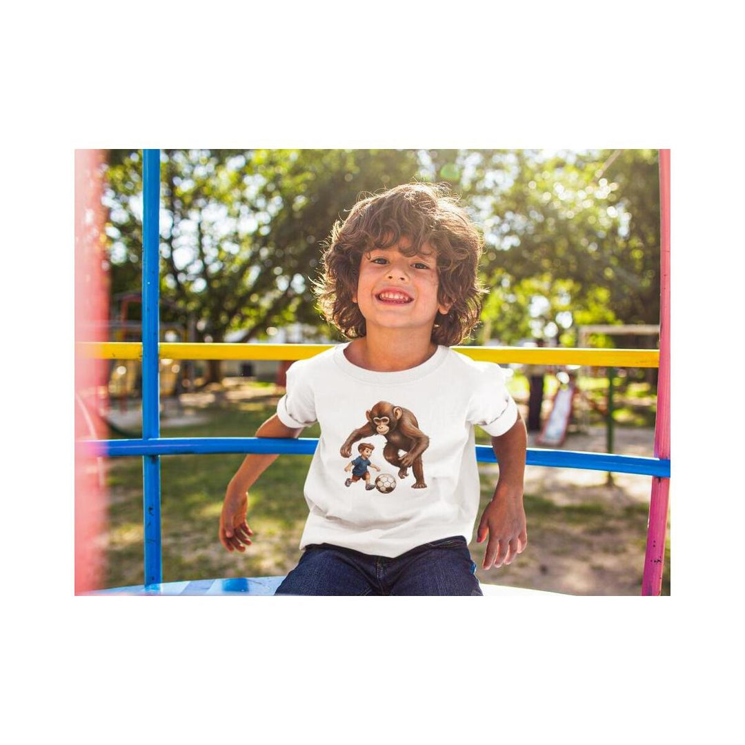 Kinder T-Shirt Affe spielt Fussball