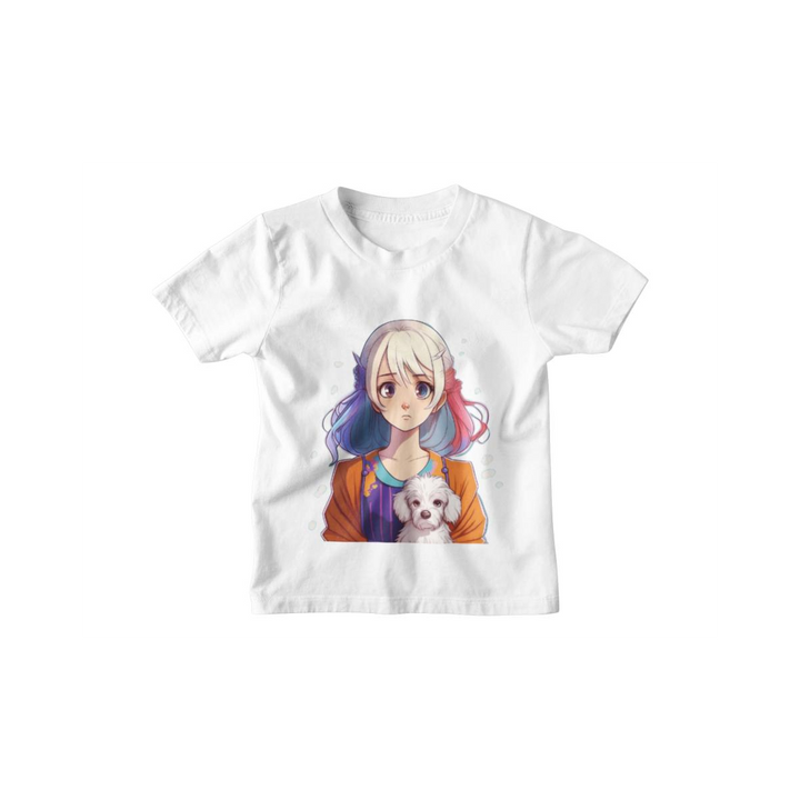 Kinder T-Shirt Anime Girl with Dog