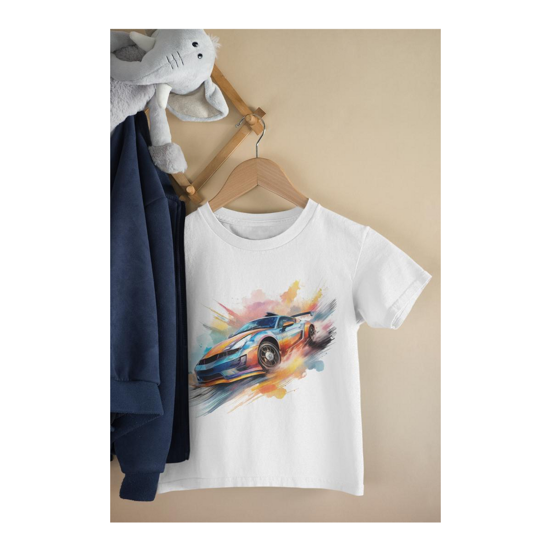 Kinder T-Shirt Aquarell Auto 3