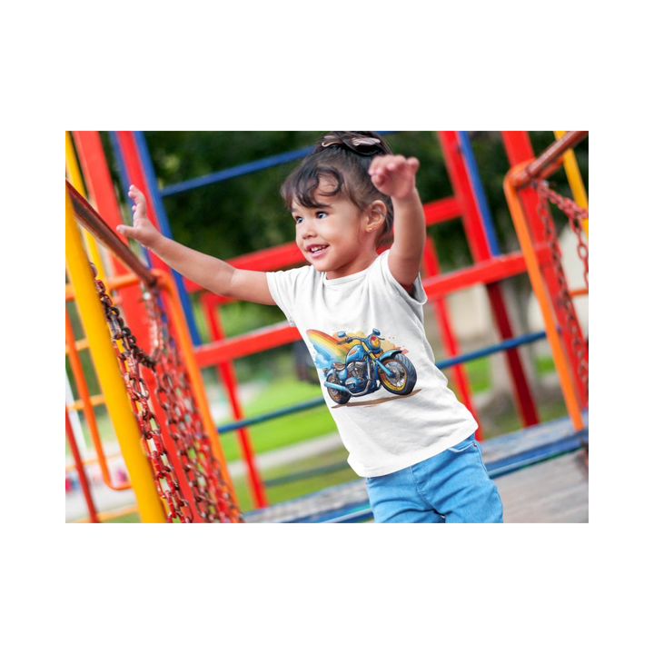 Kinder T-Shirt Blaues Sport-Motorrad