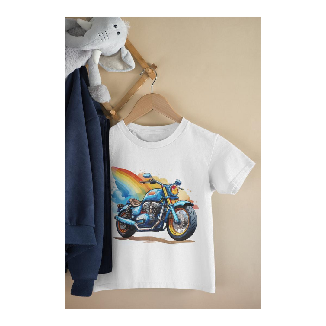 Kinder T-Shirt Blaues Sport-Motorrad