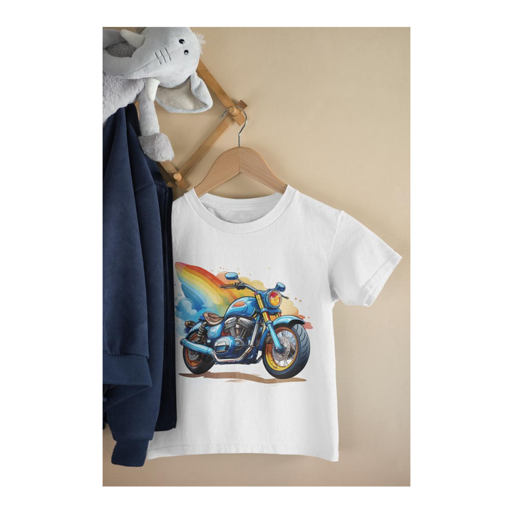 Kinder T-Shirt Blaues Sport-Motorrad