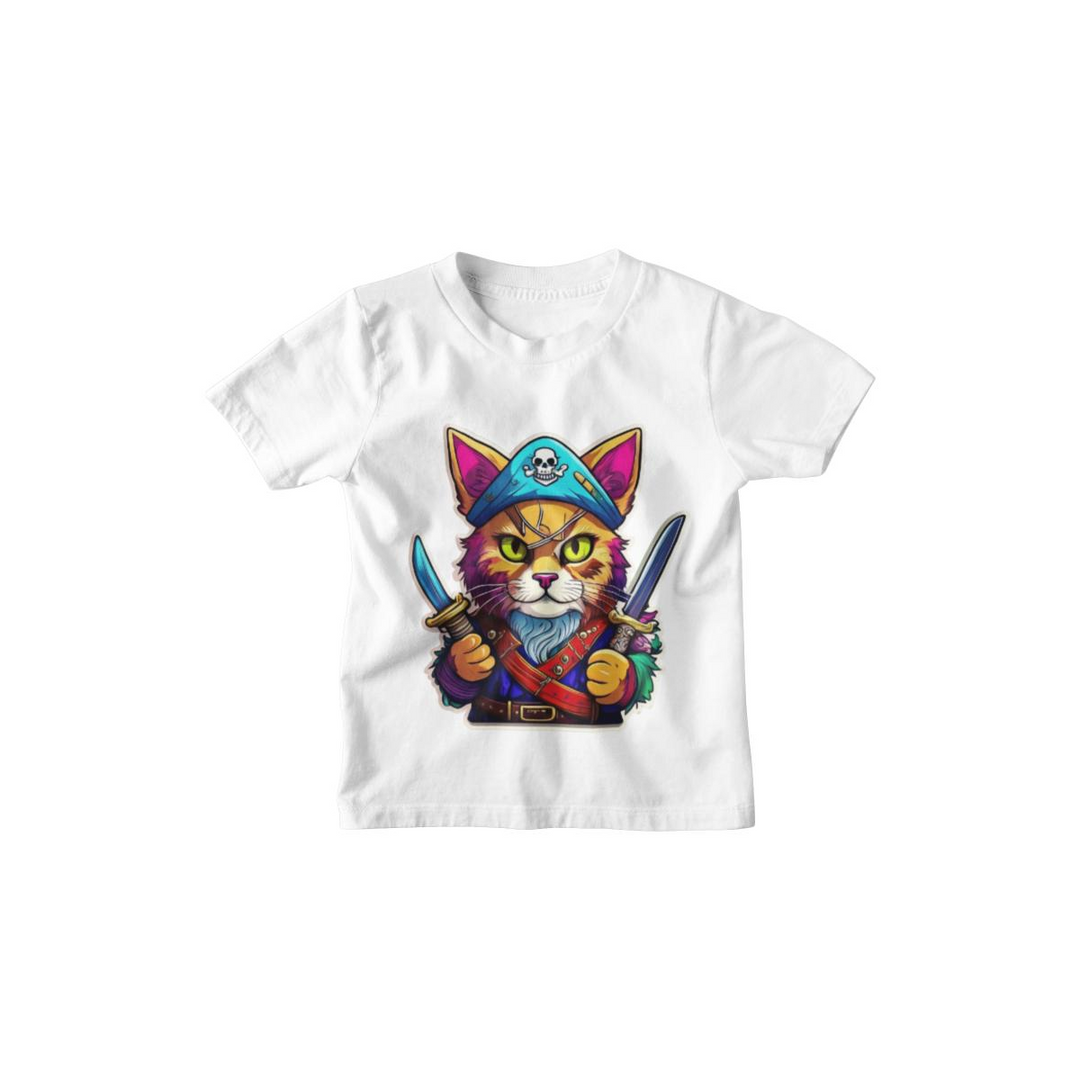 Kinder T-Shirt Comic pirat Cat