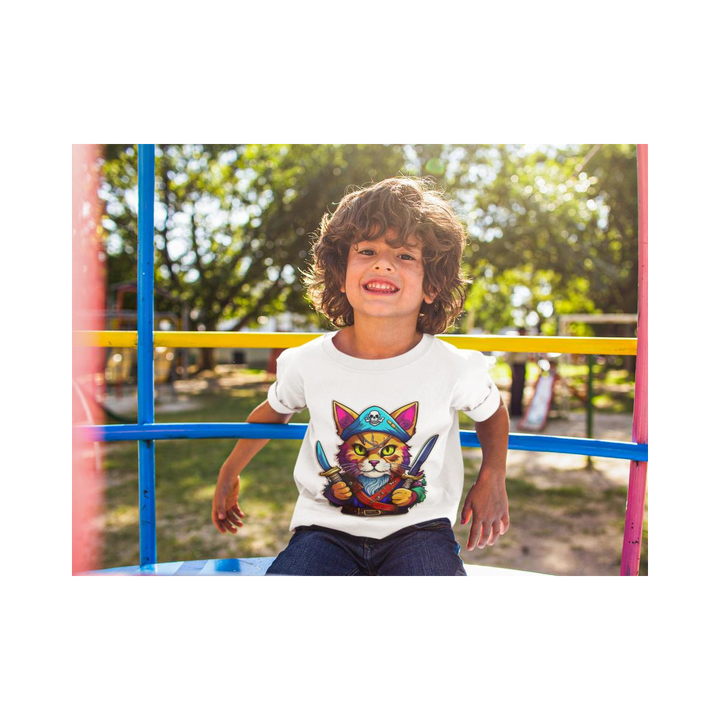 Kinder T-Shirt Comic pirat Cat