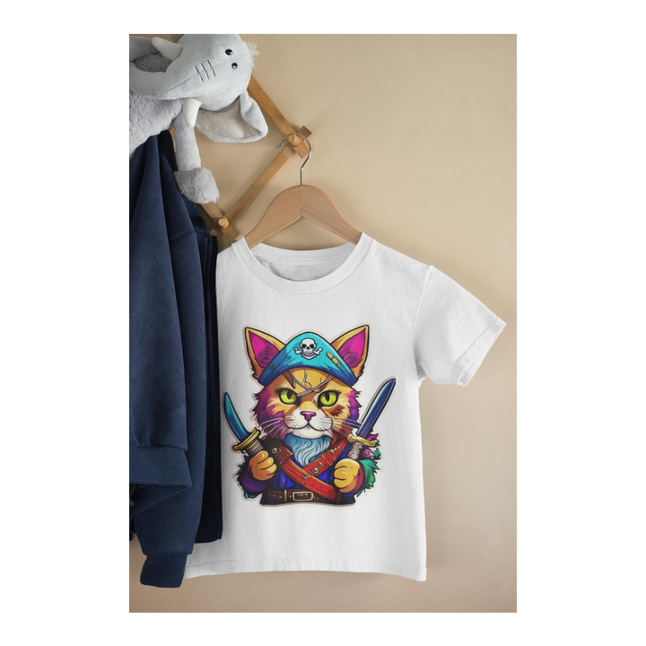 Kinder T-Shirt Comic pirat Cat