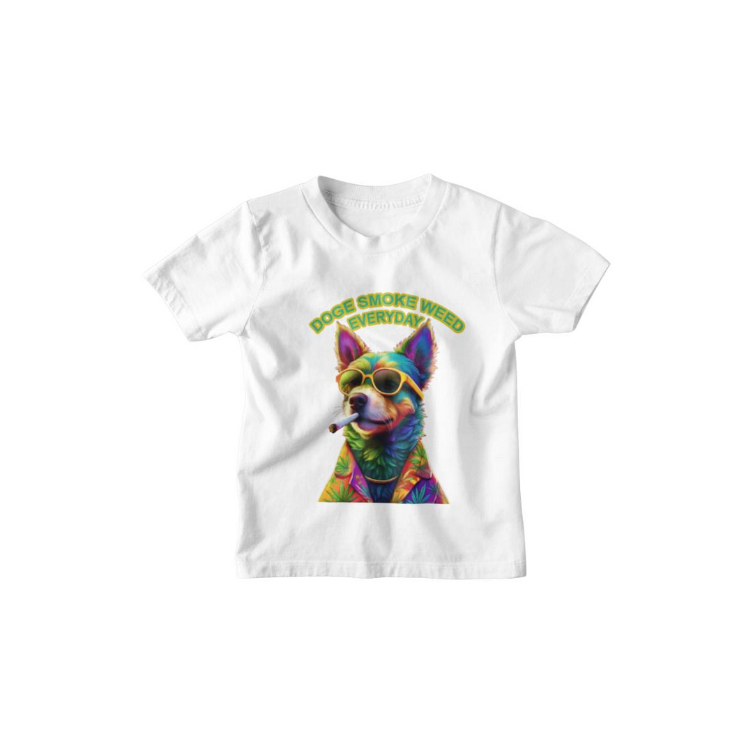 Kinder T-Shirt Dog smokes weed everyday