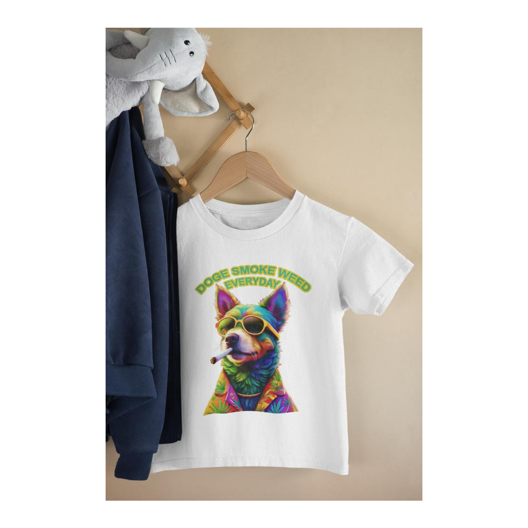 Kinder T-Shirt Dog smokes weed everyday