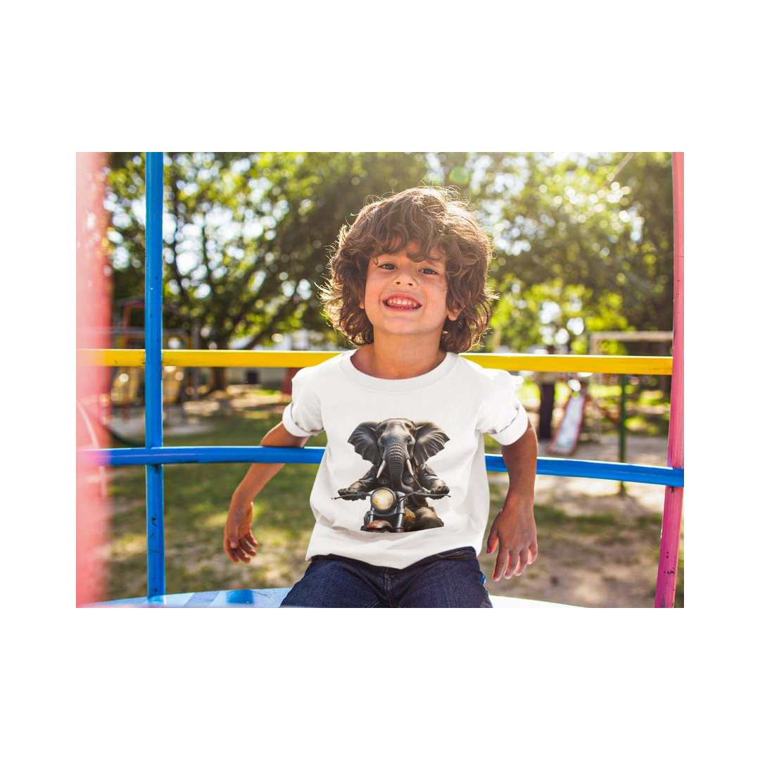 Kinder T-Shirt Elefant auf Motorrad