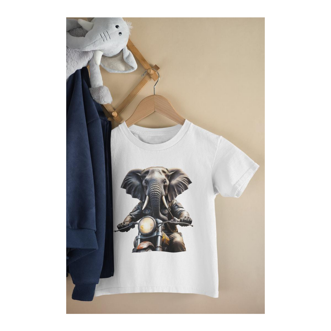Kinder T-Shirt Elefant auf Motorrad