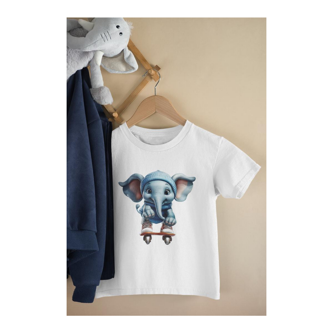 Kinder T-Shirt Elefant auf Schlittschuh