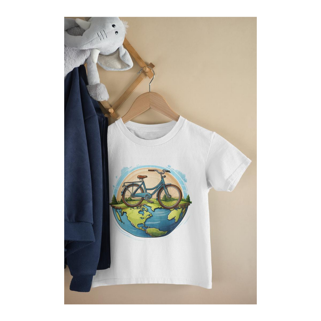Kinder T-Shirt Fahrrad auf der Erde
