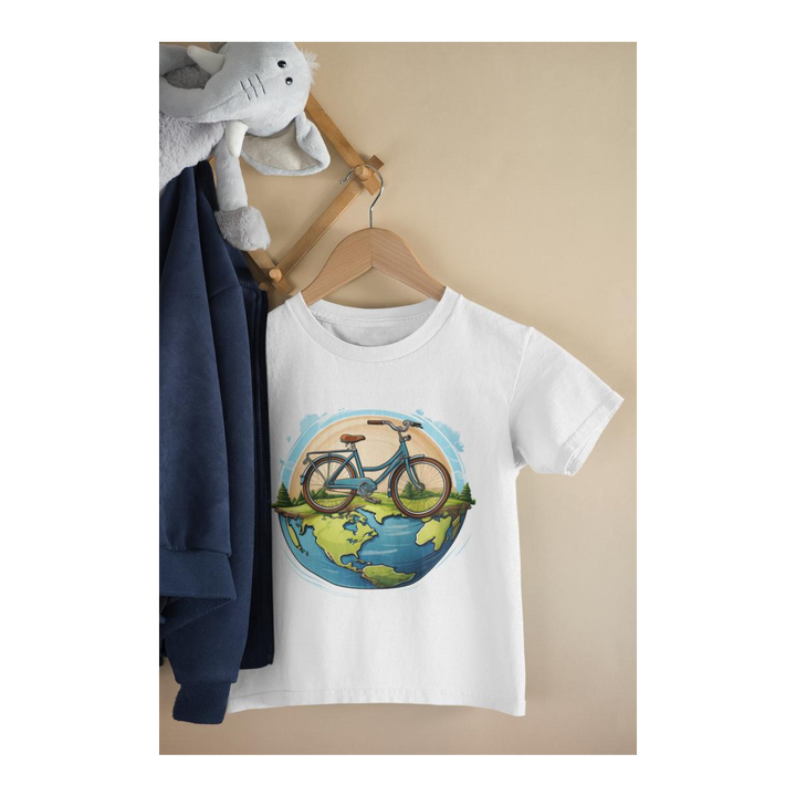 Kinder T-Shirt Fahrrad auf der Erde