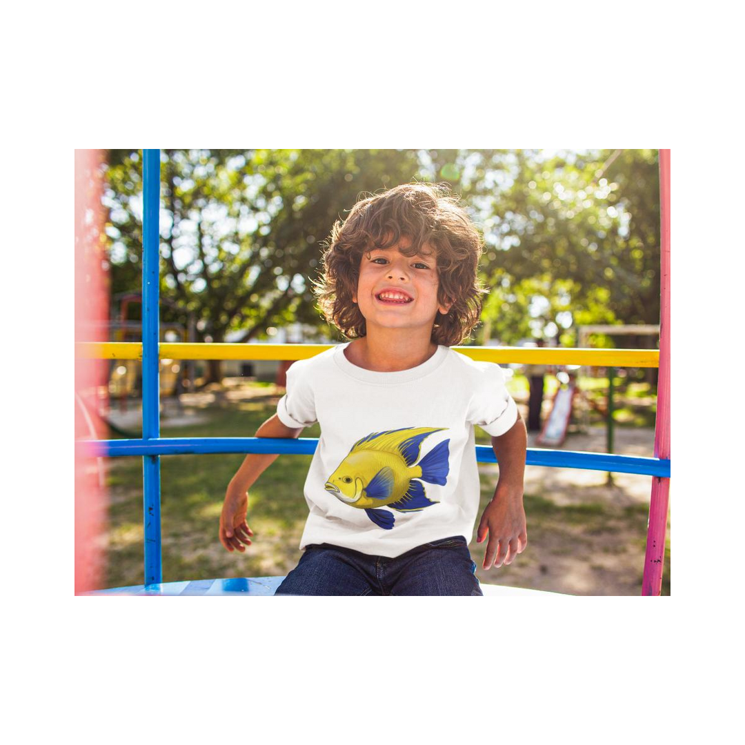 Kinder T-Shirt Fisch Gelb-Blau