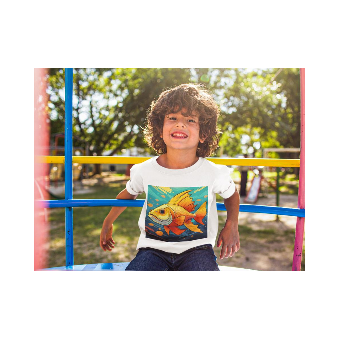 Kinder T-Shirt Fisch Orange-gelb