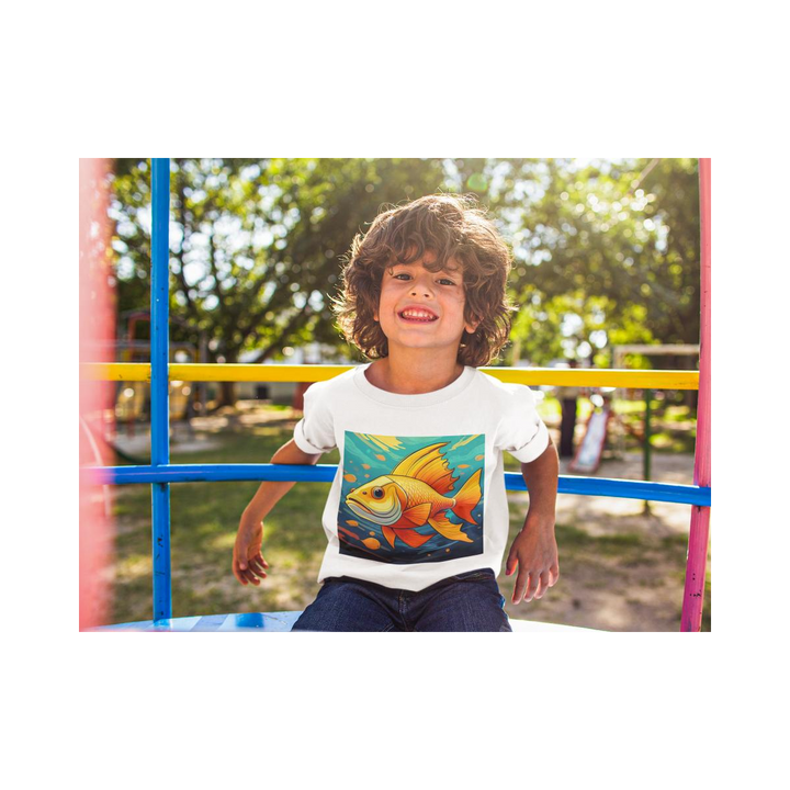 Kinder T-Shirt Fisch Orange-gelb