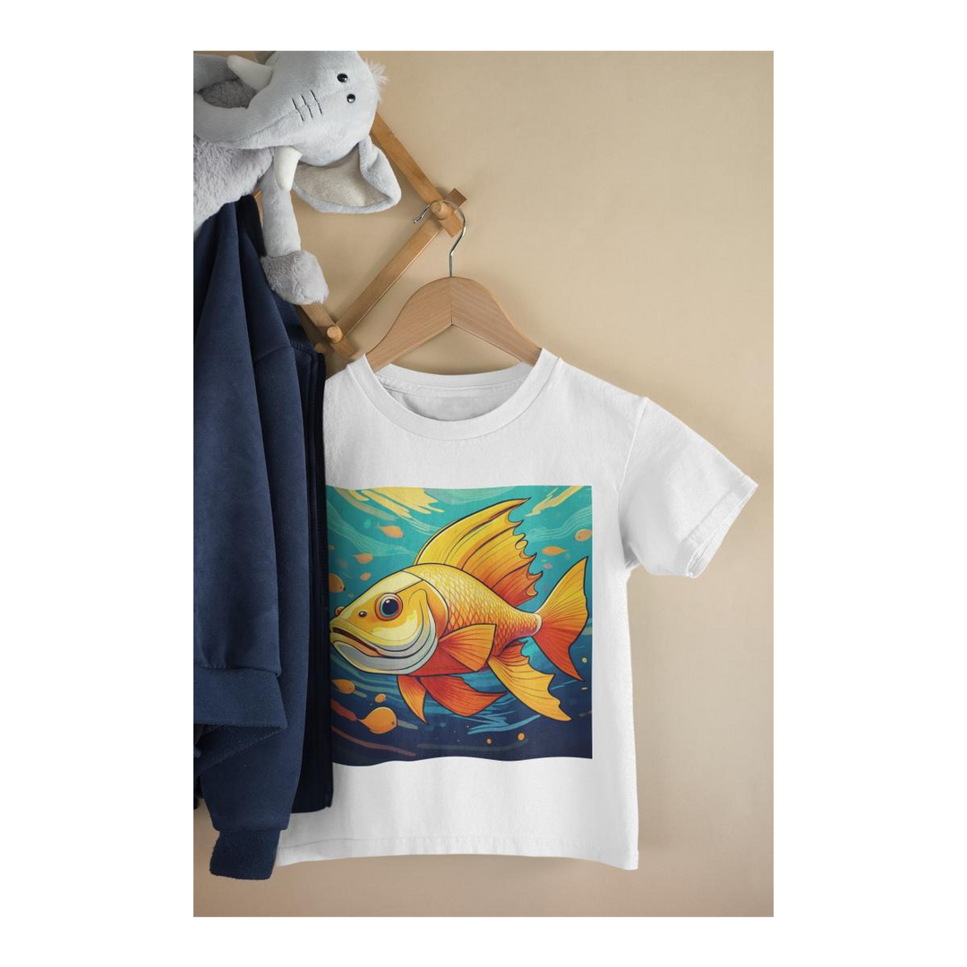 Kinder T-Shirt Fisch Orange-gelb