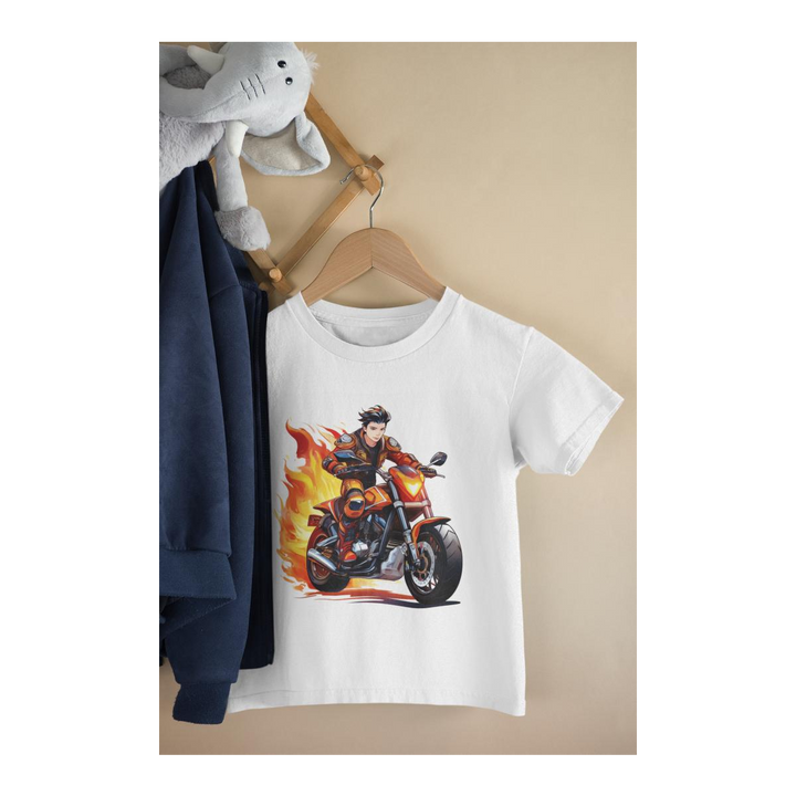Kinder T-Shirt Flammen-Motorradfahrer