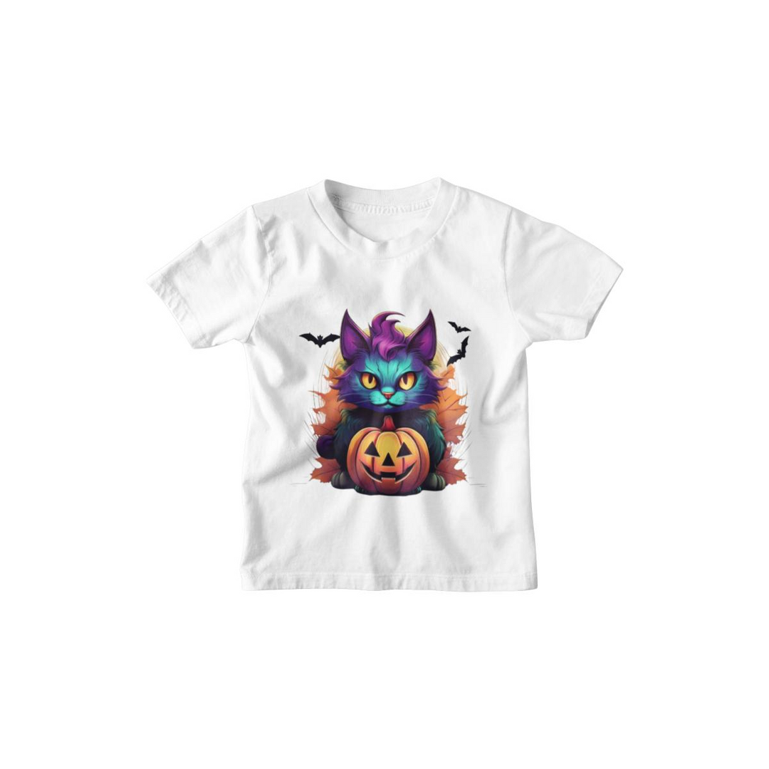 Kinder T-Shirt Halloween Pumpkin Cat
