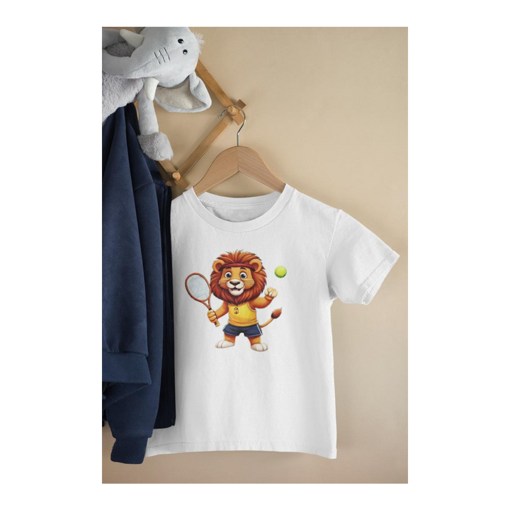 Kinder T-Shirt Löwe spielt Tennis