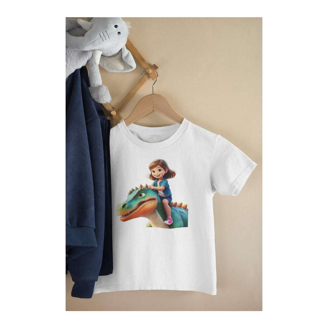Kinder T-Shirt Mädchen auf Dinosaurier