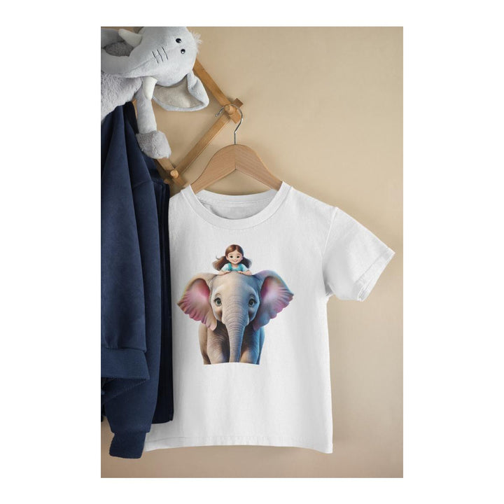 Kinder T-Shirt Mädchen reitet auf Elefant