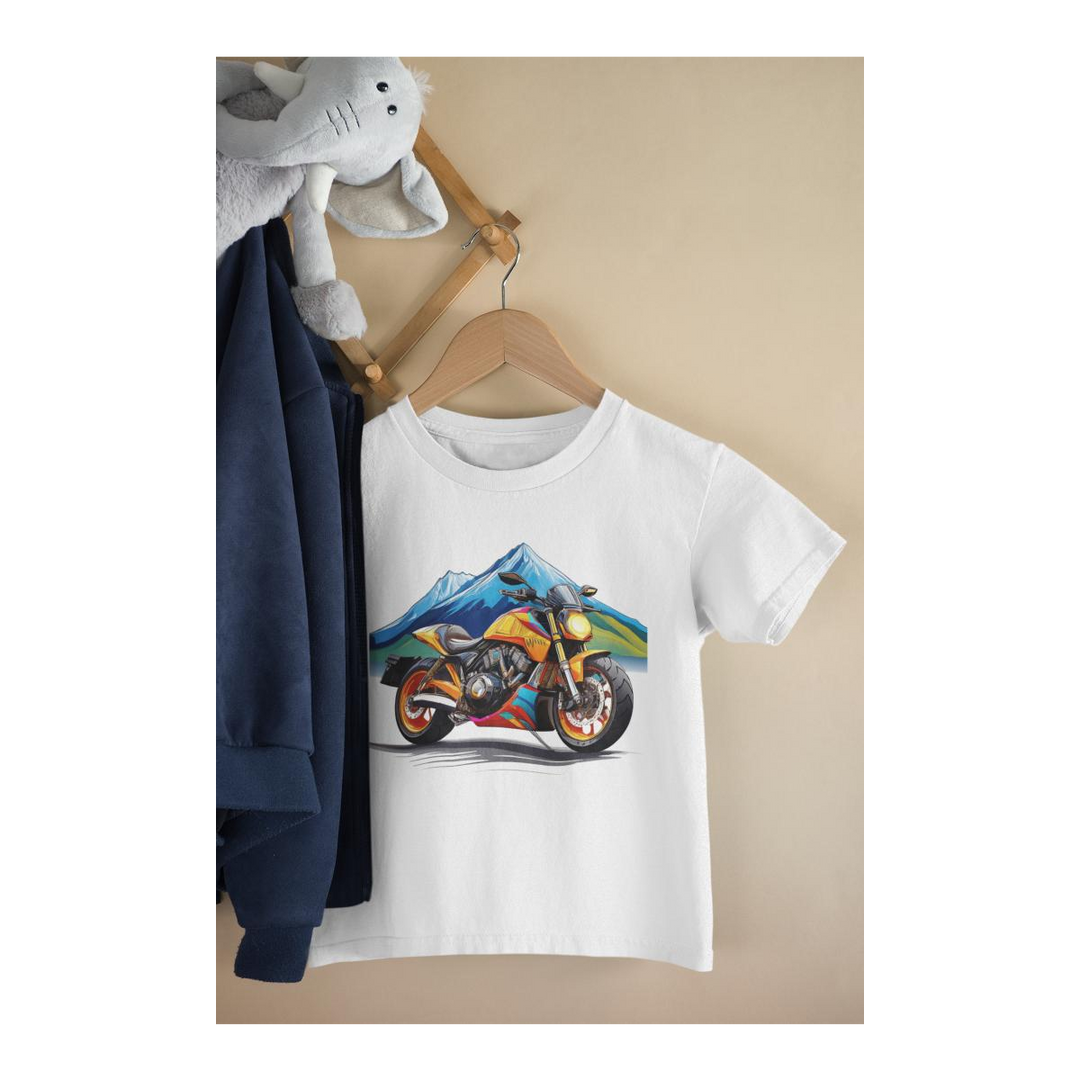 Kinder T-Shirt Motorrad mit Berg