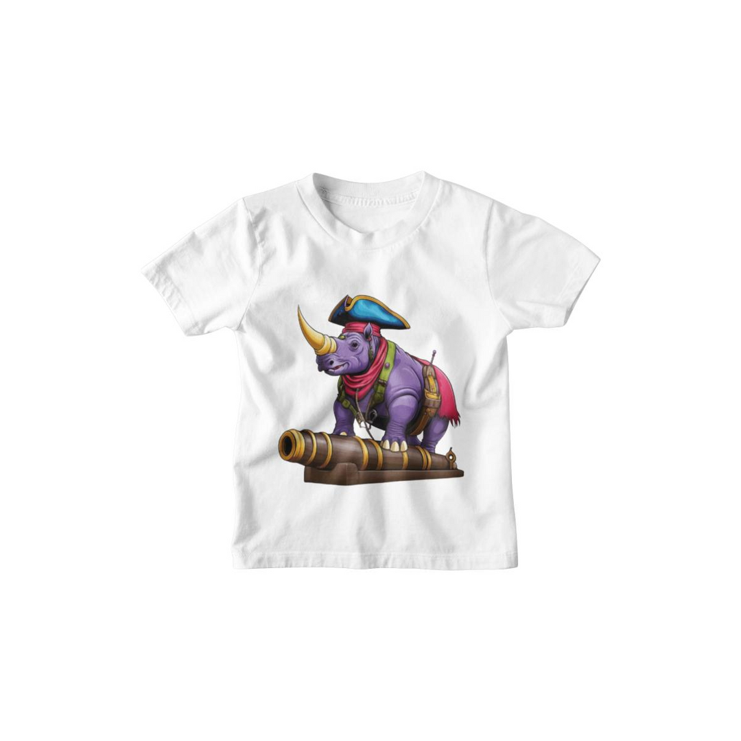 Kinder T-Shirt Nashorn Pirat auf Kanone