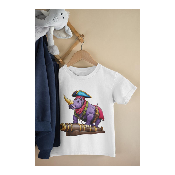 Kinder T-Shirt Nashorn Pirat auf Kanone