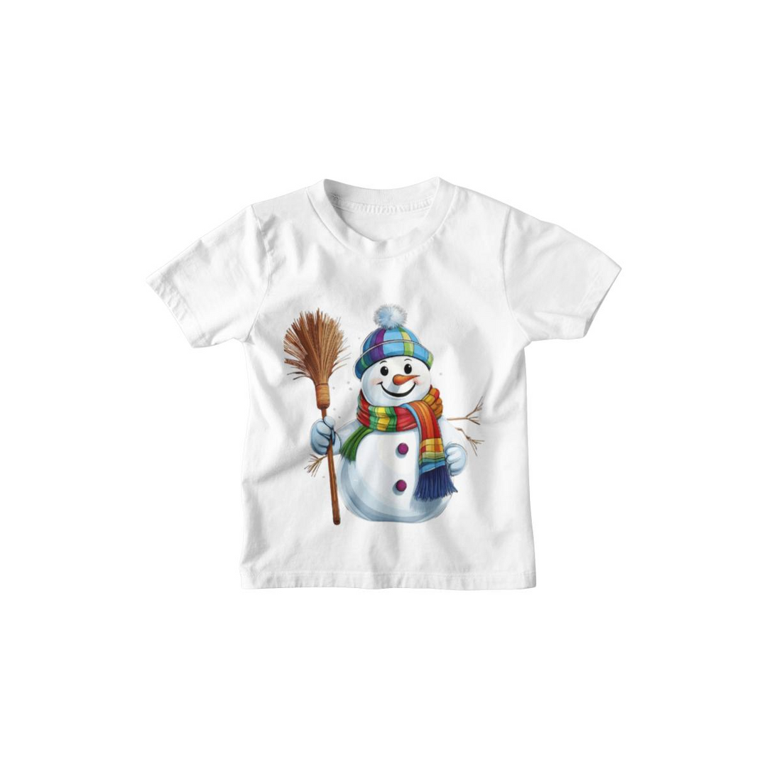 Kinder T-Shirt Schneemann mit Besen