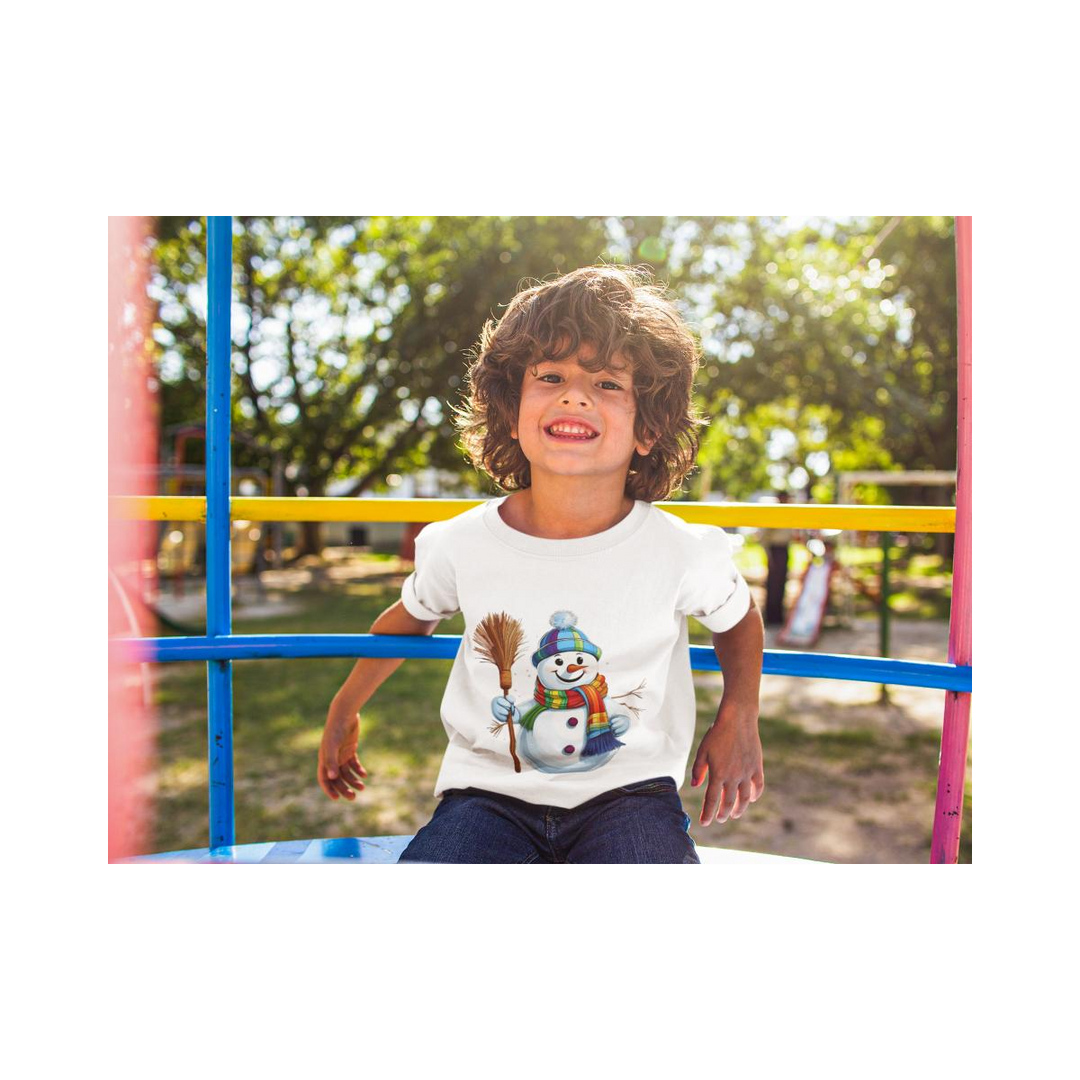Kinder T-Shirt Schneemann mit Besen
