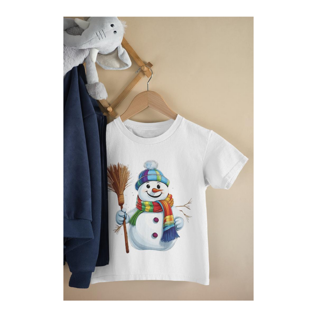 Kinder T-Shirt Schneemann mit Besen