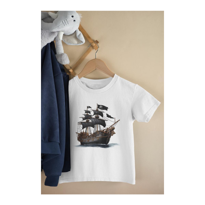 Kinder T-Shirt Schwarzes Piratenschiff