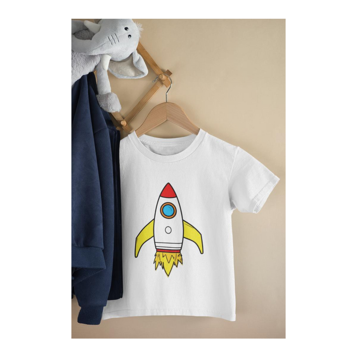 Kinder T-Shirt Space Ship in yellow