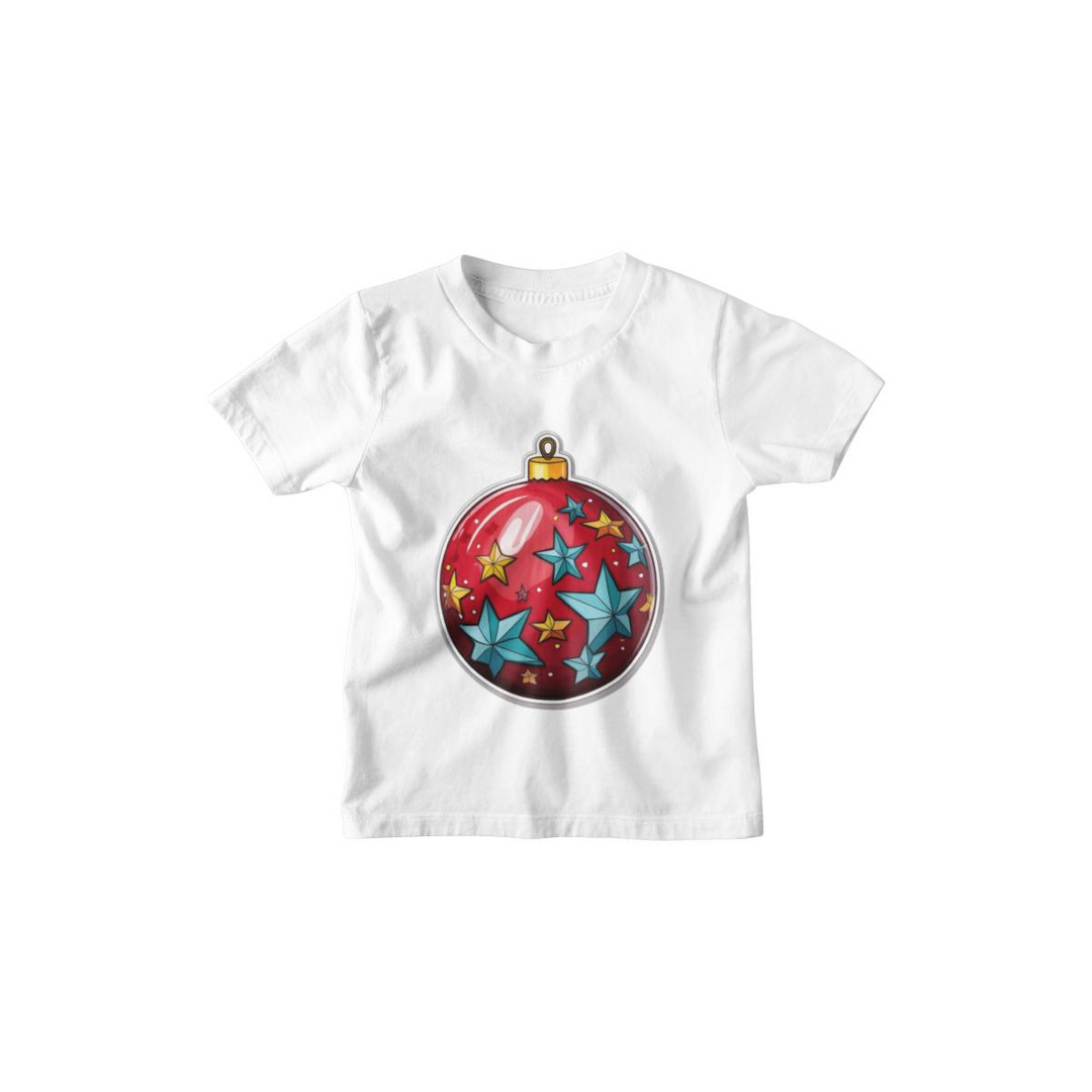 Kinder T-Shirt Weihnachtskugel rot mit Sterne