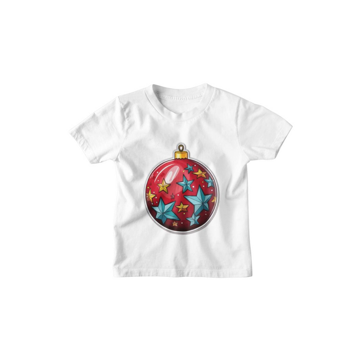 Kinder T-Shirt Weihnachtskugel rot mit Sterne