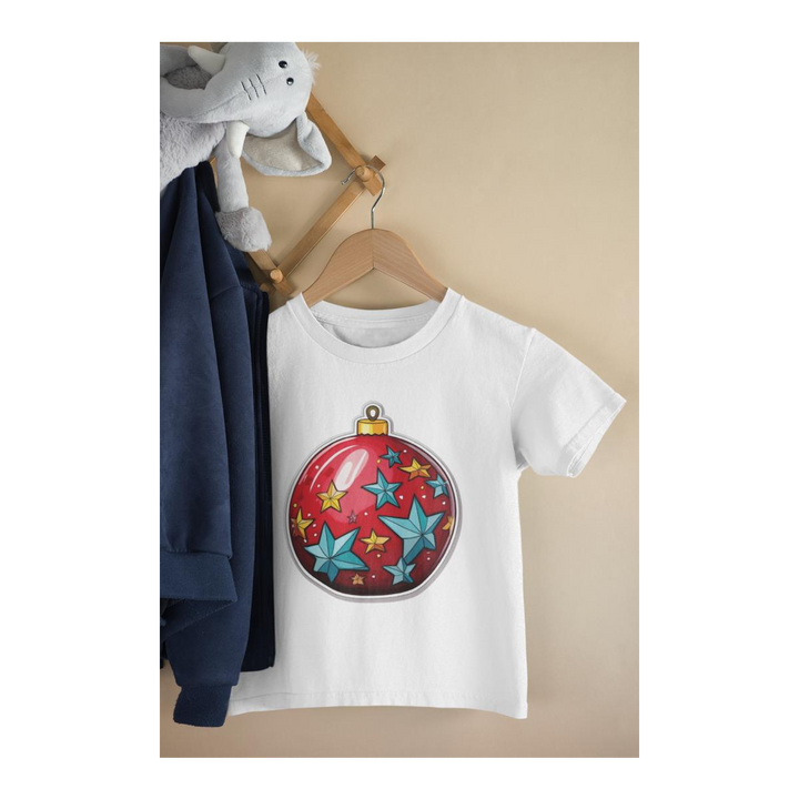 Kinder T-Shirt Weihnachtskugel rot mit Sterne