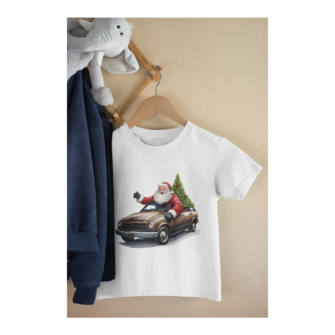 Kinder T-Shirt Weihnachtsmann in Auto 2
