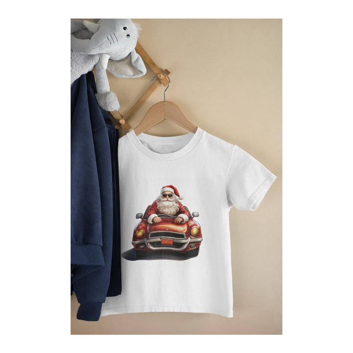 Kinder T-Shirt Weihnachtsmann in Auto