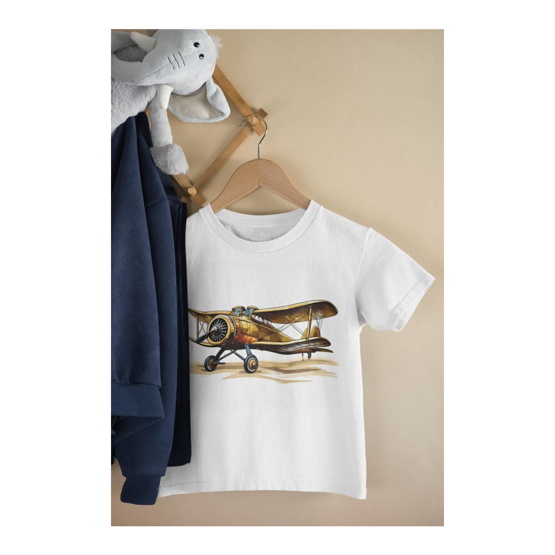 Kinder T-Shirt altes Doppeldecker-Flugzeug