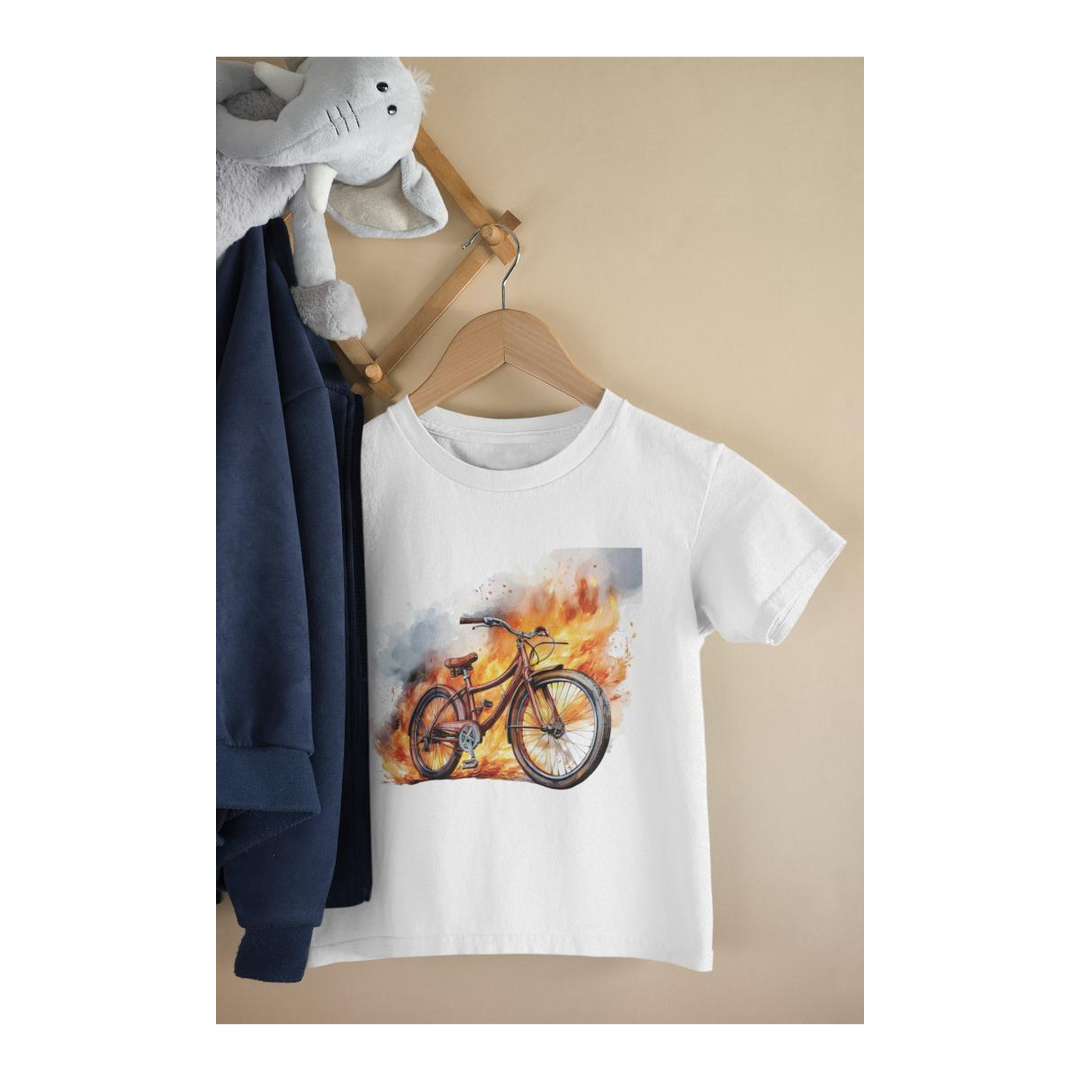 Kinder T-Shirt brennendes Aquarell Fahrrad 3